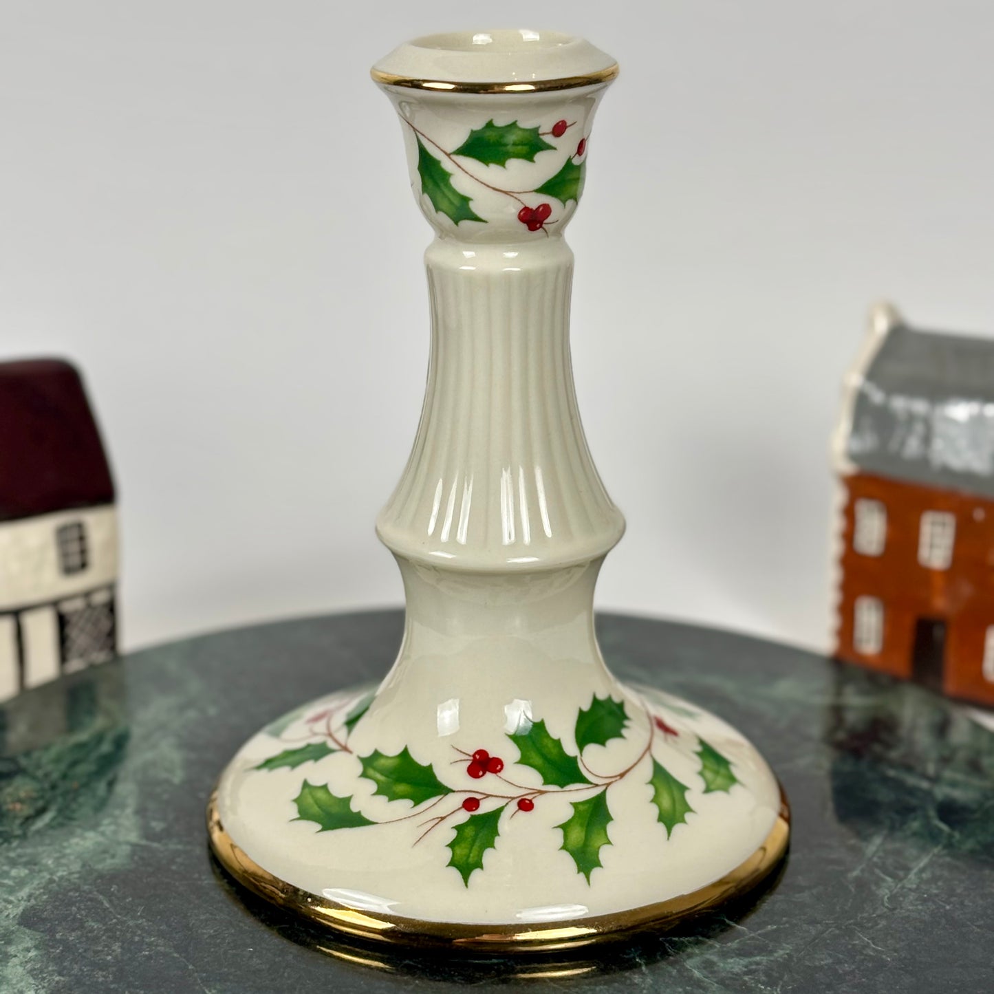 Lenox Holiday Holly & Berry Candlestick |⋆˙⟡| 24K Gold Trim