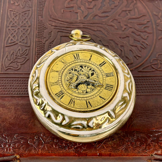 Vintage Gold Gilt Porcelain Pocket Watch Style Trinket Box |⋆˙⟡| Decorative Clock Face Keepsake Box