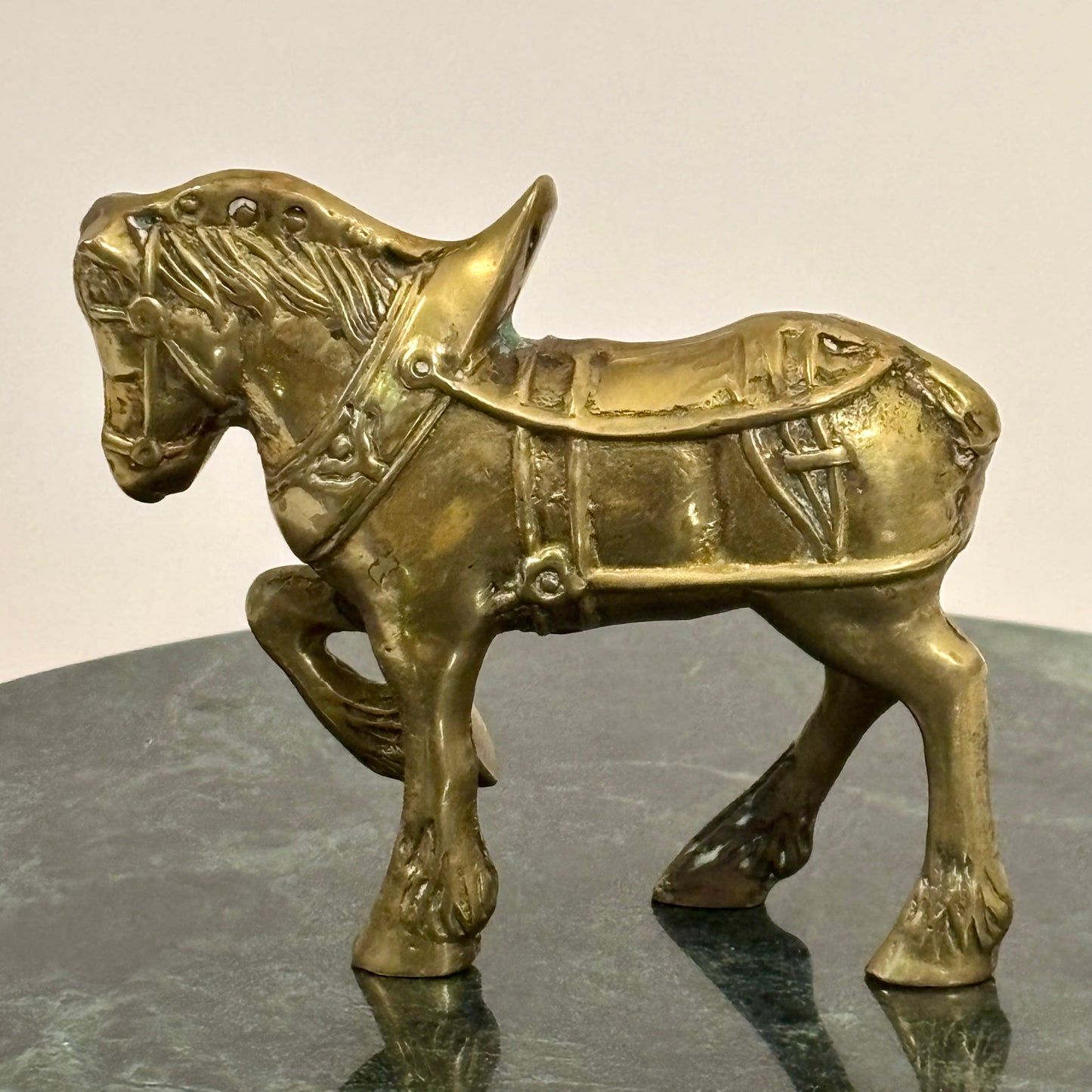 Vintage Solid Brass Horse Figurine ⋆˙⟡ Small Equestrian Statue / Mid Century Shelf Decor
