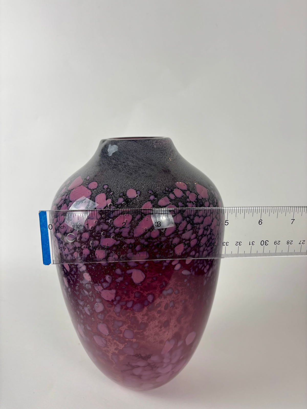 90s Signed Hand Blown Pink Art Glass Vase 1999 |⋆˙⟡| Large Speckled Studio Glass