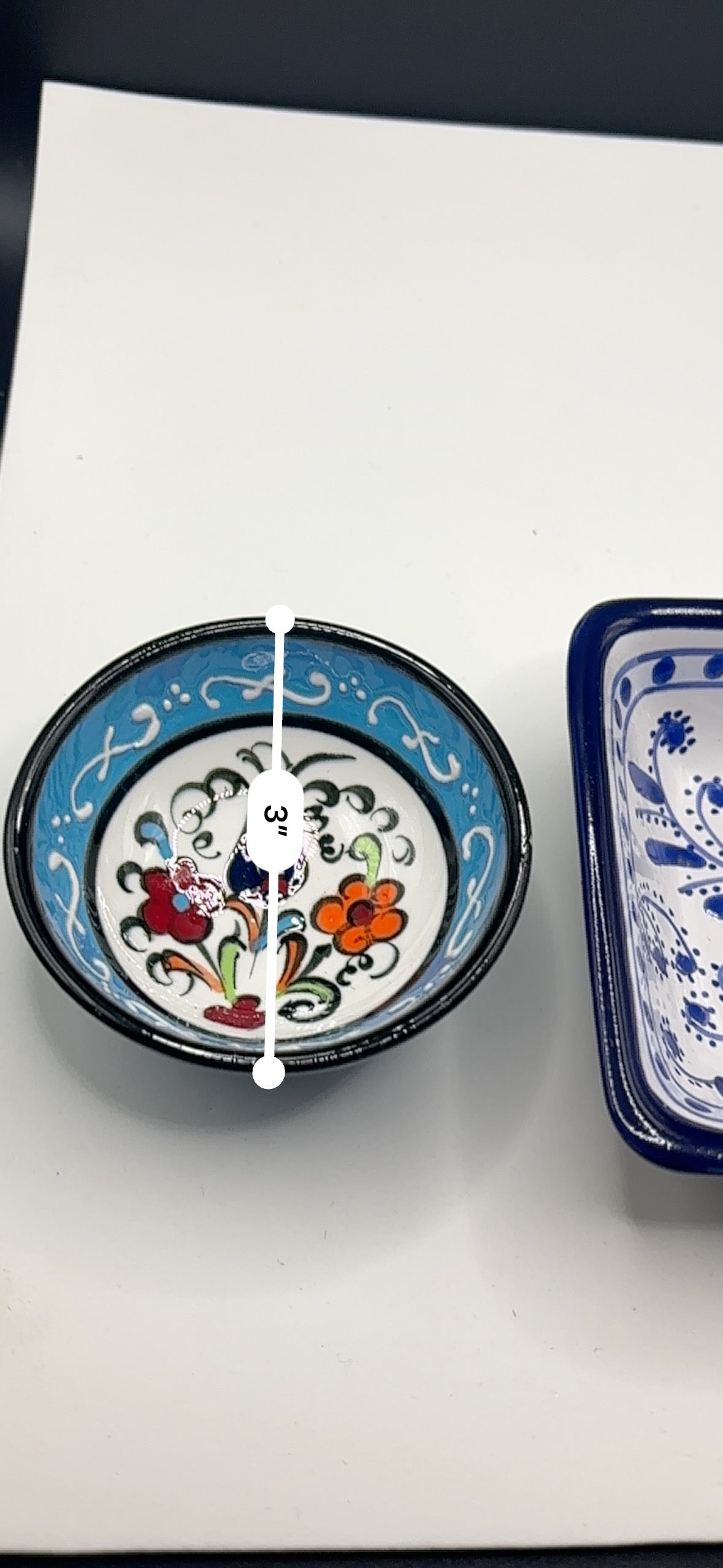 Hand Painted Tunisian Ceramic Dish + Small Decorative Bowl