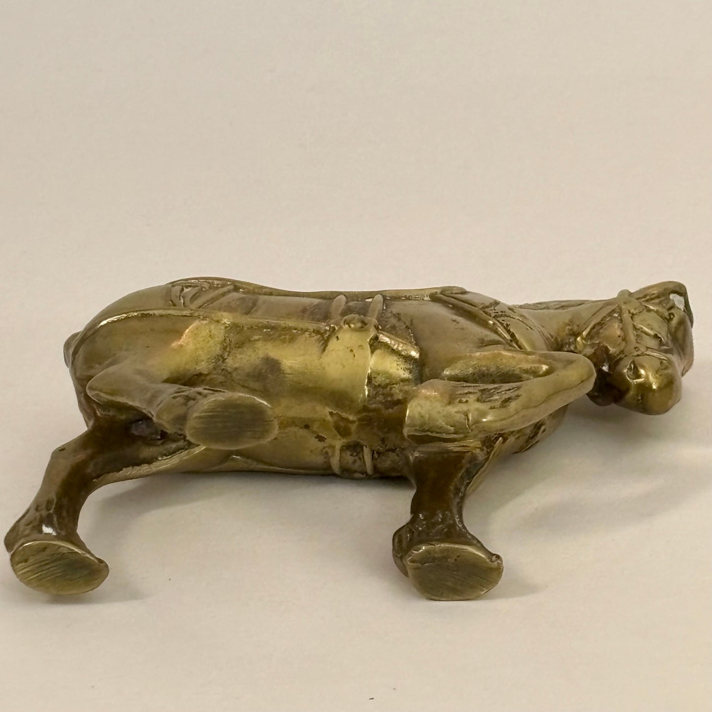 Vintage Solid Brass Horse Figurine ⋆˙⟡ Small Equestrian Statue / Mid Century Shelf Decor