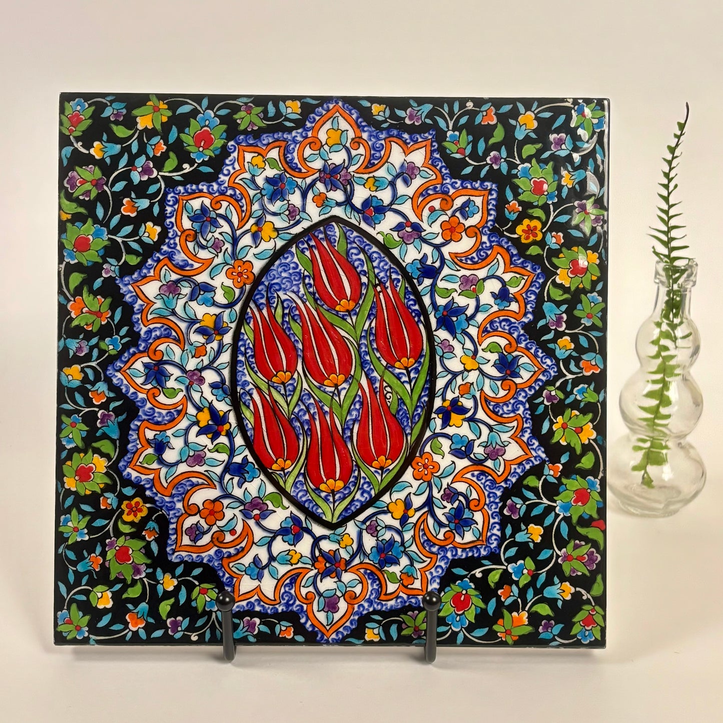 Decorative Turkish-Style Ceramic Tile |⋆˙⟡ | Floral Tulip Design