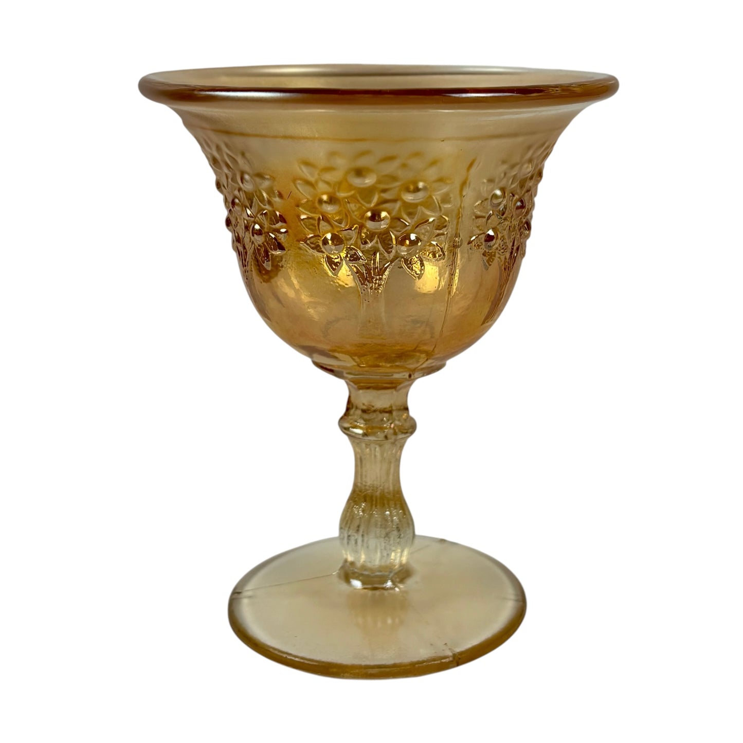 Antique Fenton Orange Tree Marigold Carnival Glass Goblet |⋆˙⟡| c. Early 1900s