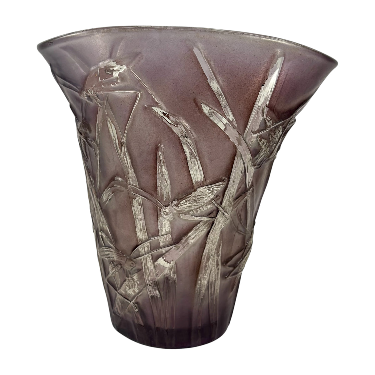 Phoenix Glass Co. “Katydid” Purple Flared Vintage Vase |⋆˙⟡| Grasshopper Art Glass, c. 1930s