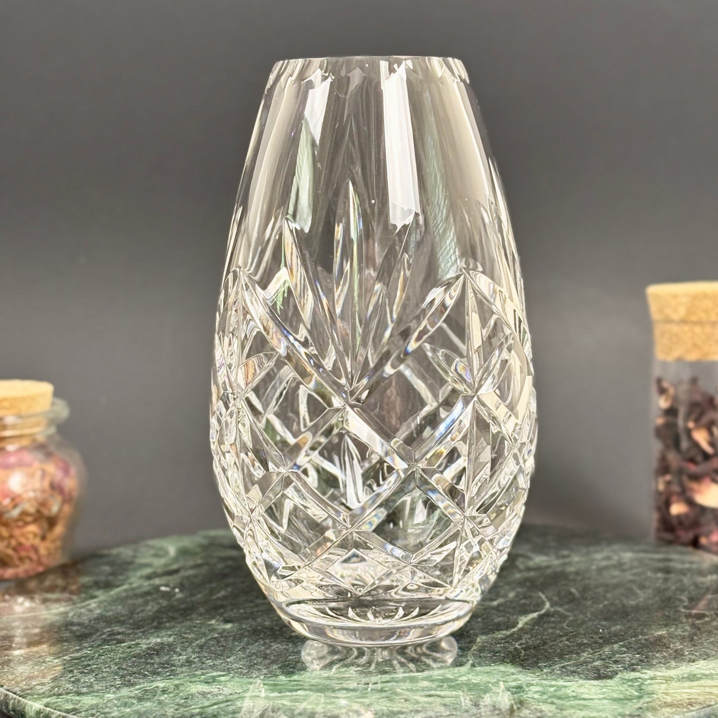Edinburgh Crystal Cut Glass Vase | ⋆˙⟡ | Scottish Crystal Bud Vase, Starburst & Diamond Cut Pattern