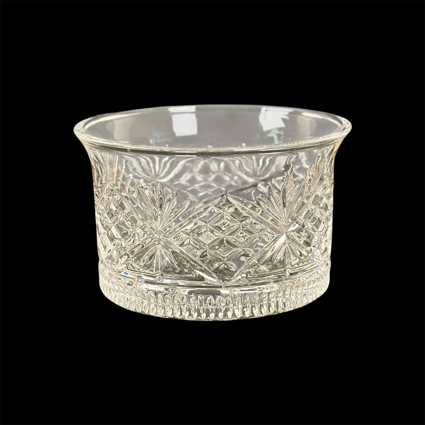 Clear Pressed Glass Bowl |⋆˙⟡ | Diamond & Starburst Pattern