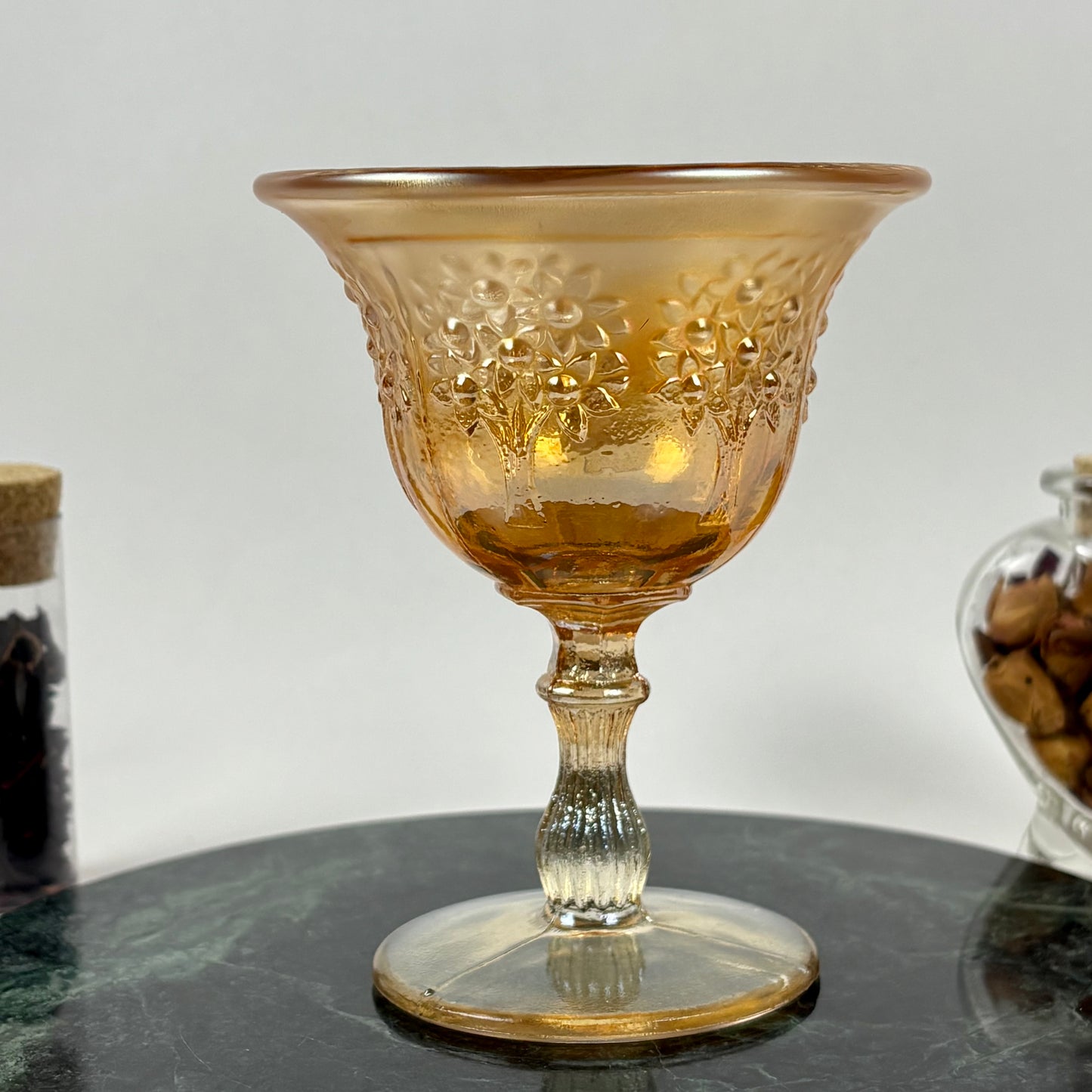 Antique Fenton Orange Tree Marigold Carnival Glass Goblet |⋆˙⟡| c. Early 1900s