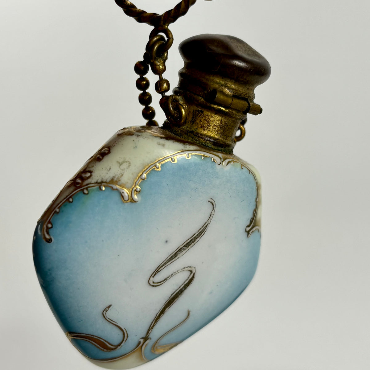 Antique Victorian Lady Portrait Porcelain Trinket Dish & Perfume Bottle Set |⋆˙⟡| Gold Gilt Vanity Decor