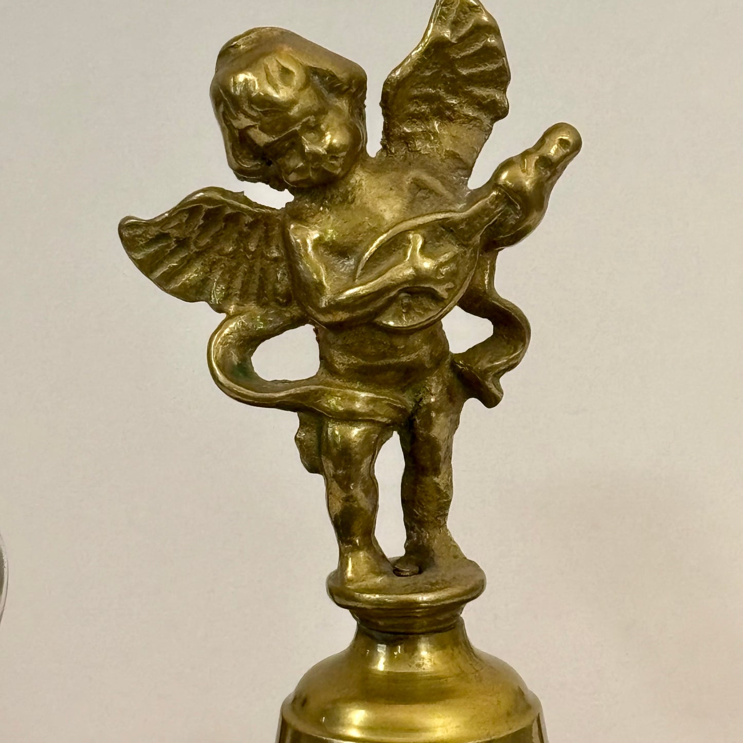 Vintage Brass Cherub Bell |⋆˙⟡ | Angel with Lute Hand Bell / Decorative Collectible