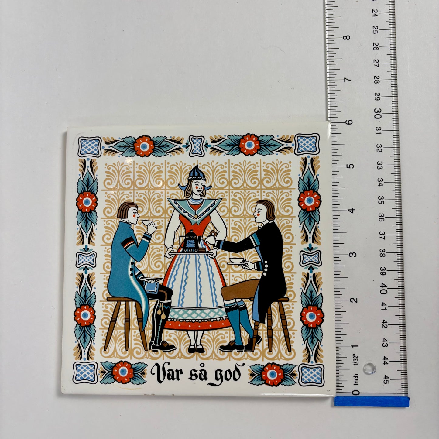 Vintage Berggren Trayner Scandinavian Folk Art |⋆˙⟡ | Ceramic Tile Wall Plaque, Set of 2