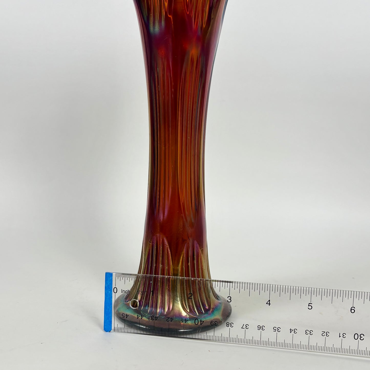 Fenton Amethyst Diamond & Rib Pattern Swung Glass Vase |⋆˙⟡| Iridescent Ribbed Art Glass, Early 20th Century