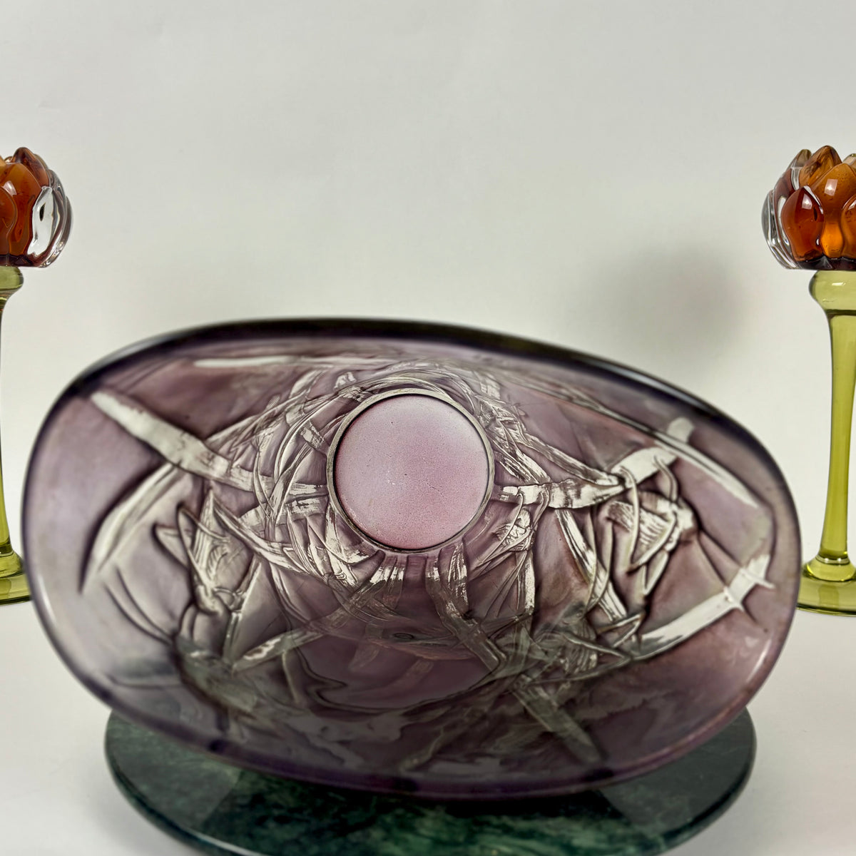 Phoenix Glass Co. “Katydid” Purple Flared Vintage Vase |⋆˙⟡| Grasshopper Art Glass, c. 1930s