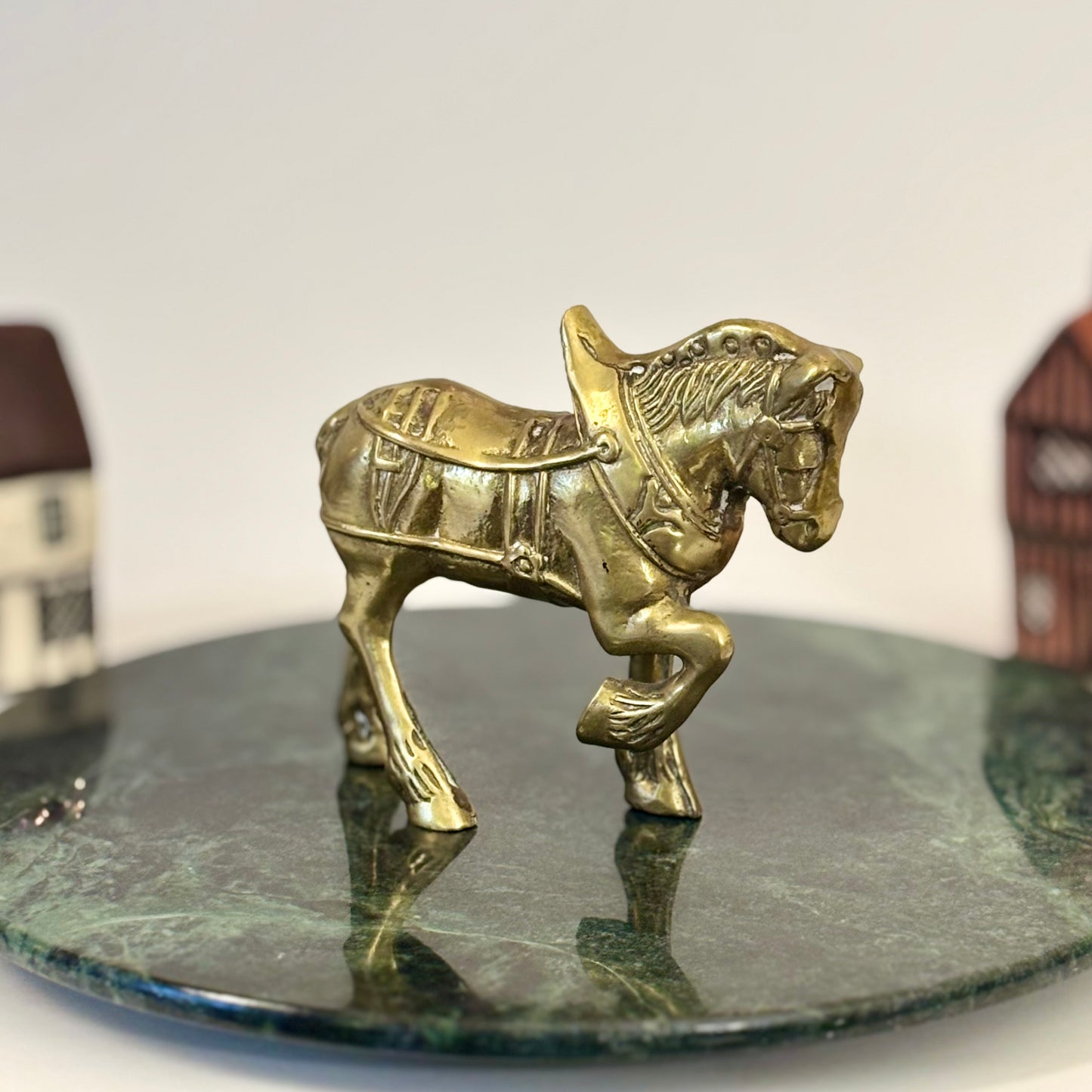 Vintage Solid Brass Horse Figurine ⋆˙⟡ Small Equestrian Statue / Mid Century Shelf Decor