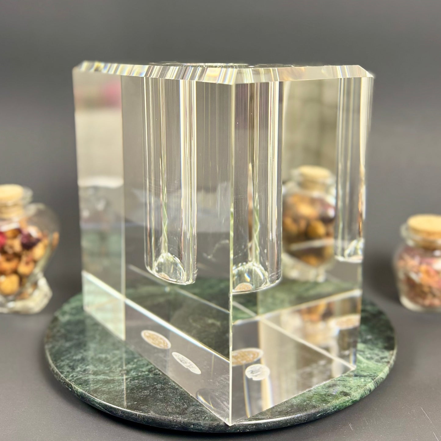 Vintage Heavy Crystal Bud Vase |⋆˙⟡ | Modernist Block Design
