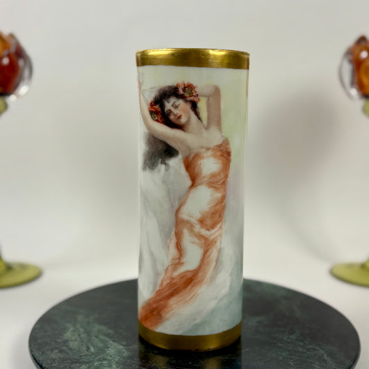 Antique Limoges W.G. & Co. Portrait Vase, c. 1900 |⋆˙⟡| Art Nouveau French Porcelain, Hand Painted