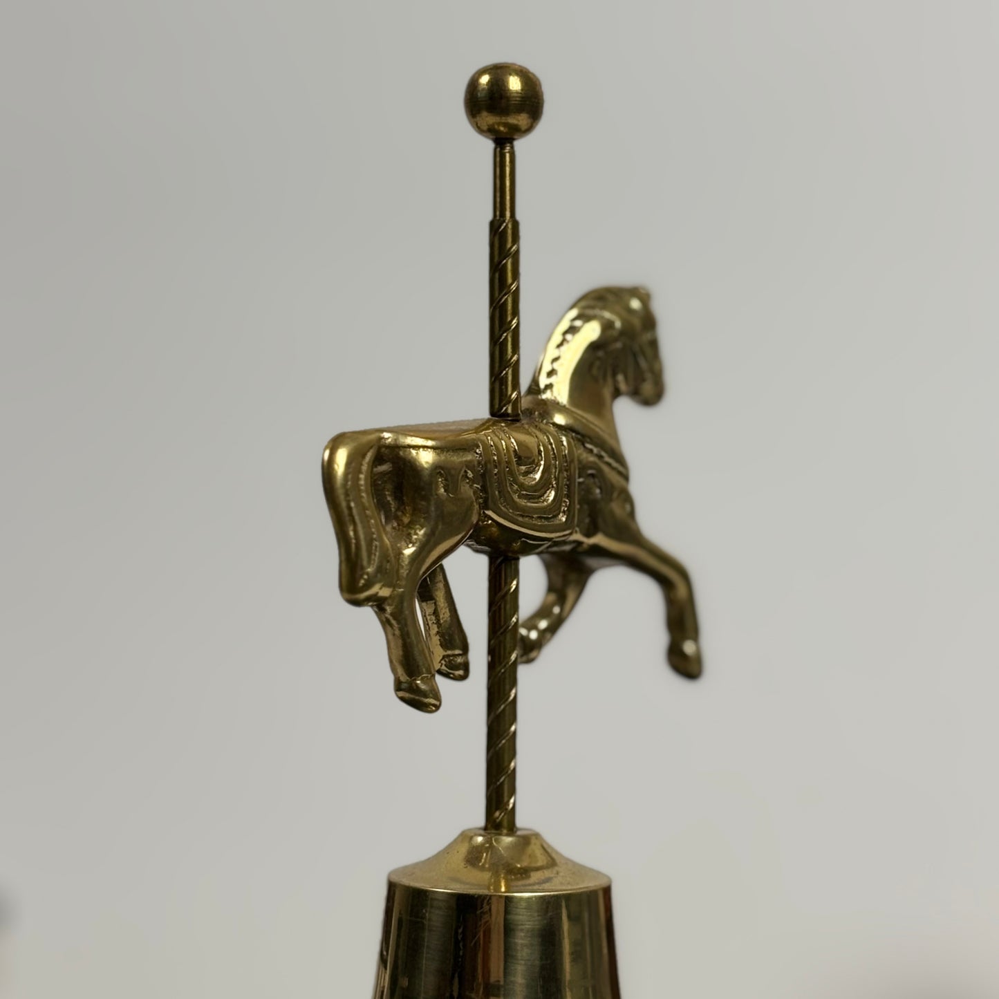 Vintage Brass Carousel Horse Bell ⋆˙⟡ Mid Century Brass Horse Desk Bell / Equestrian Decor