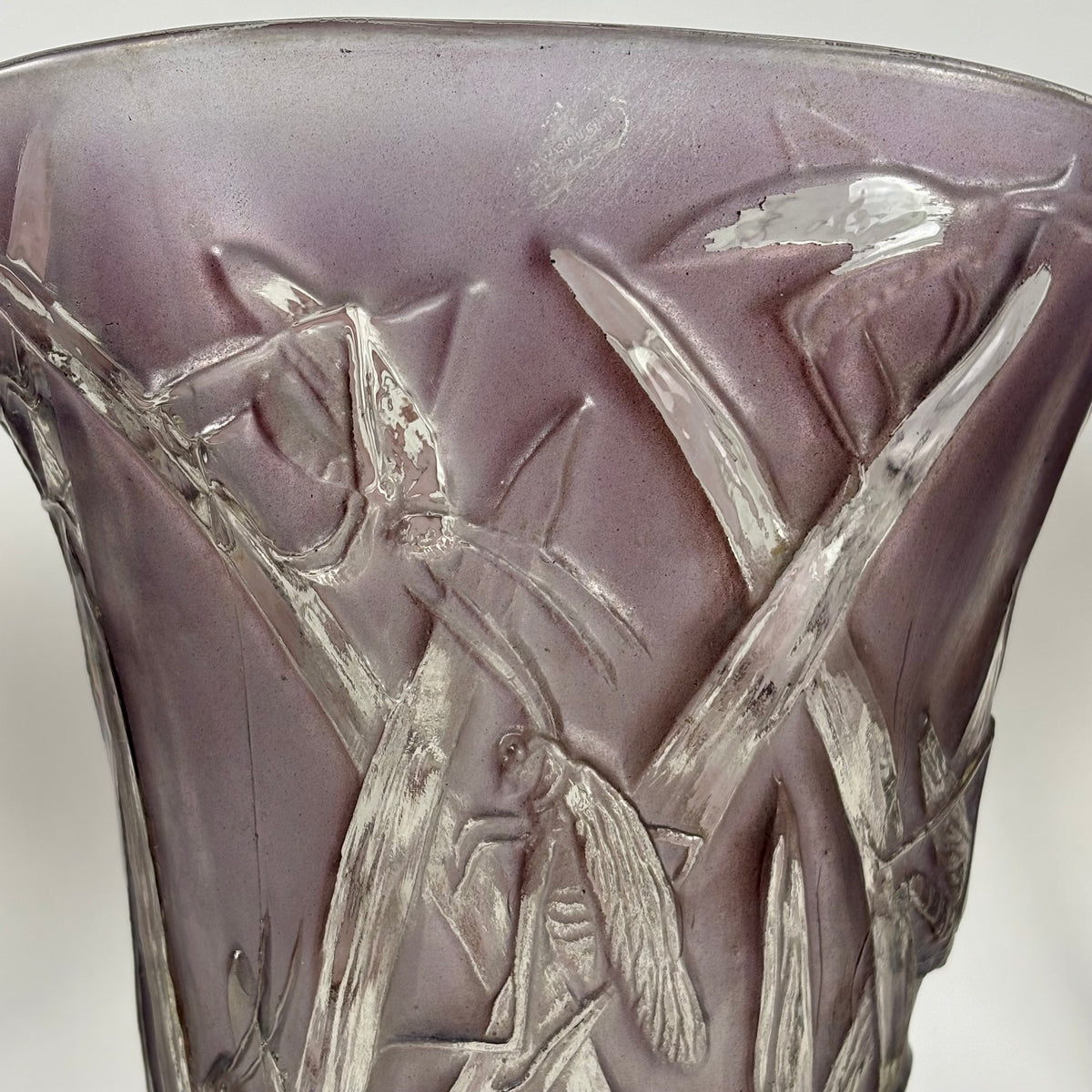 Phoenix Glass Co. “Katydid” Purple Flared Vintage Vase |⋆˙⟡| Grasshopper Art Glass, c. 1930s
