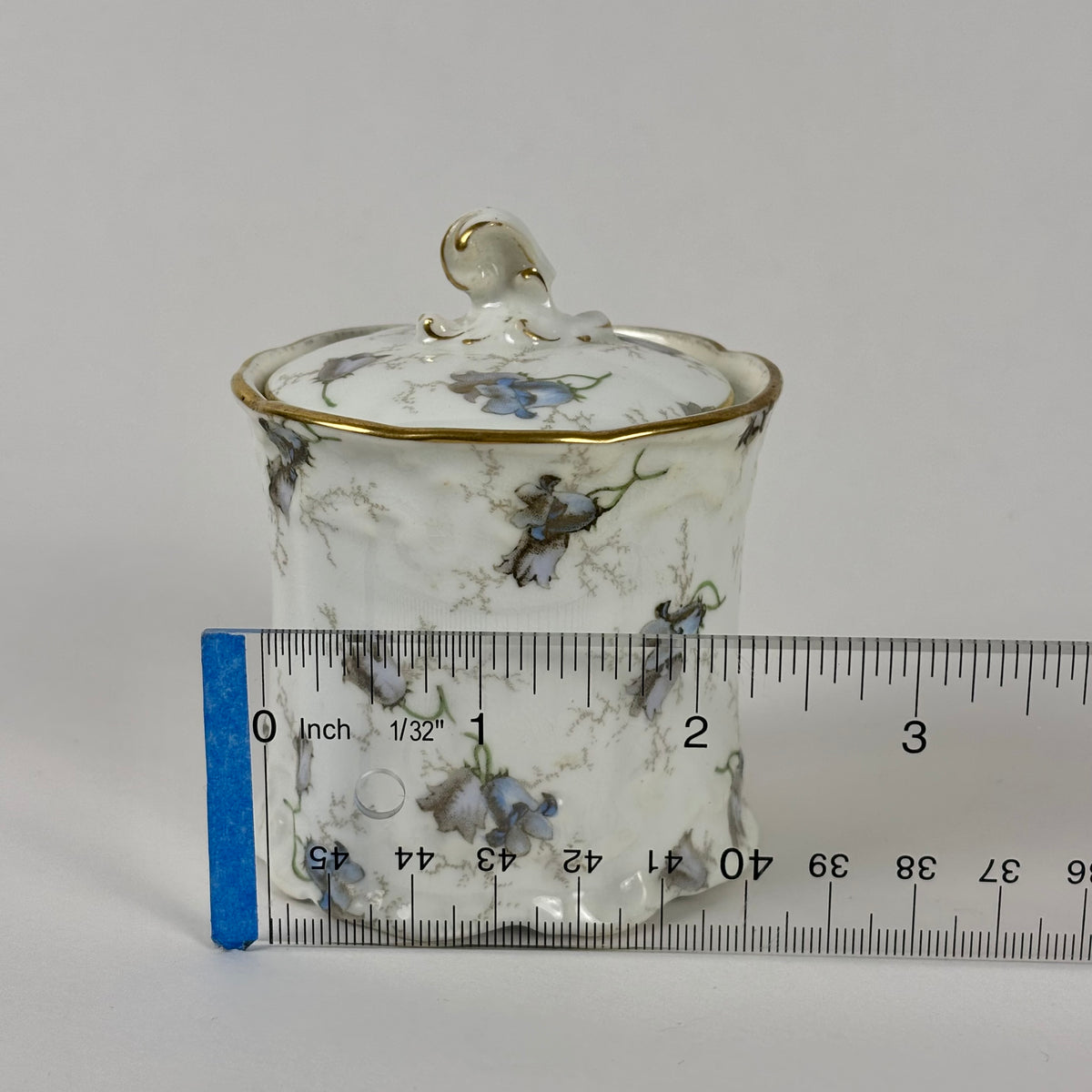 Antique Brown-Westhead, Moore & Co. Cauldon Porcelain Jar |⋆˙⟡| Blue Floral Lidded Vanity Jar