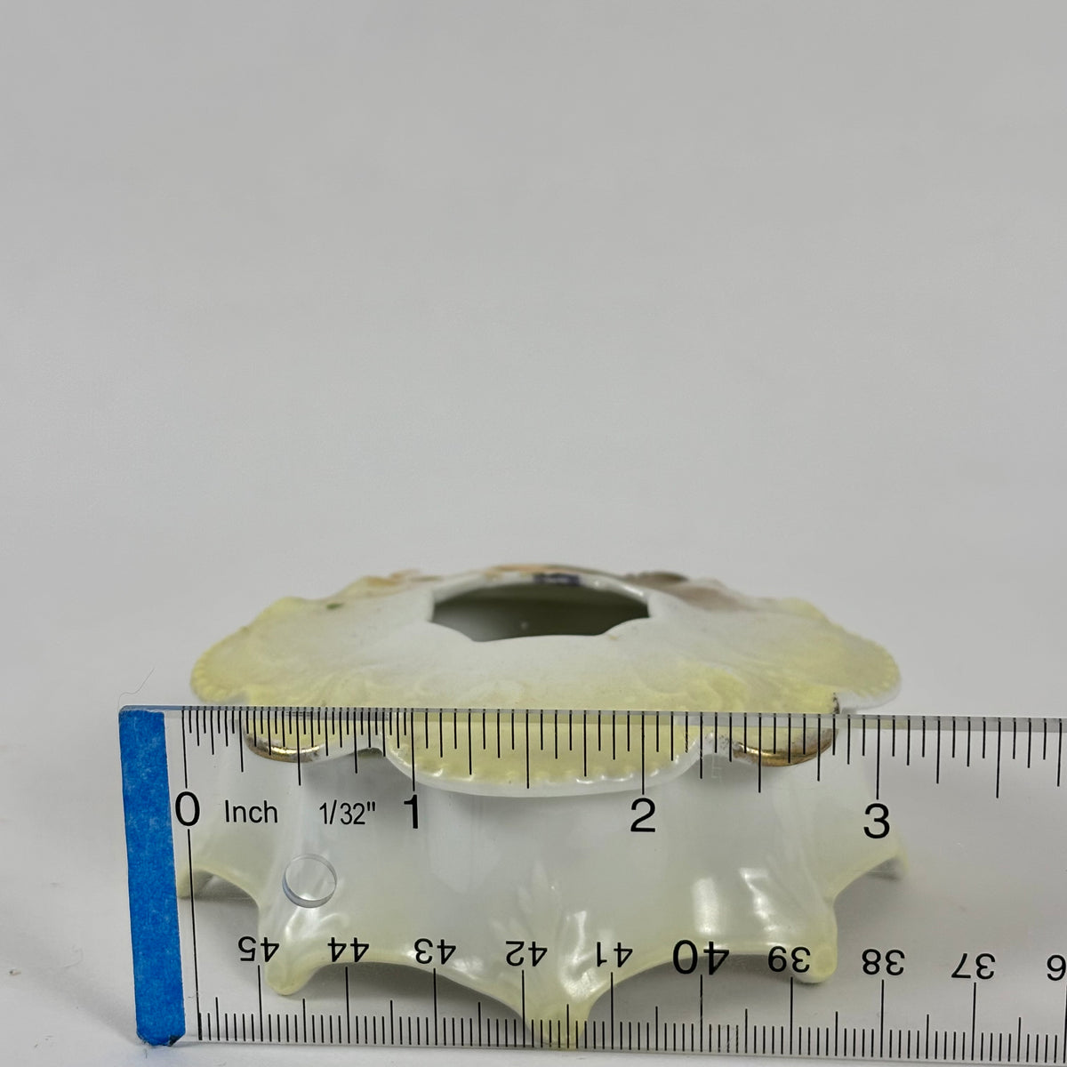 Antique German Porcelain Hair Receiver |⋆˙⟡| Hand Painted Yellow Roses Vanity Dish