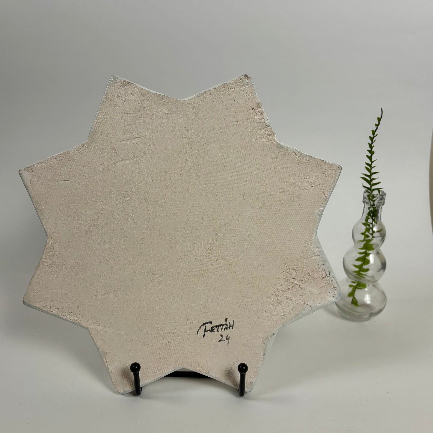 Handmade Turkish Floral Star Ceramic Tile |⋆˙⟡ | Iznik Style