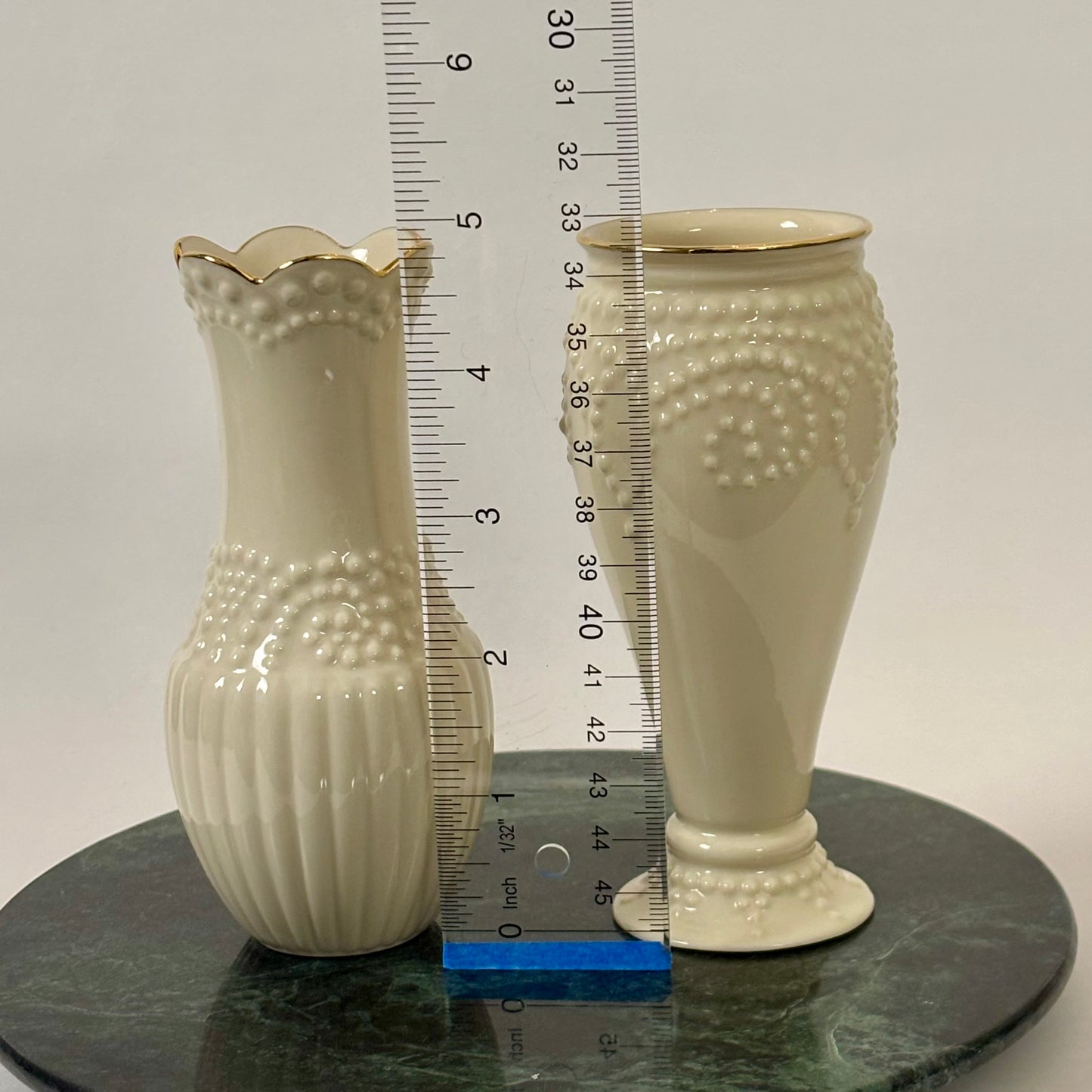 Vintage Lenox Ivory Vase Set ⋆˙⟡ Pair of Cream Porcelain Bud Vases with Gold Trim
