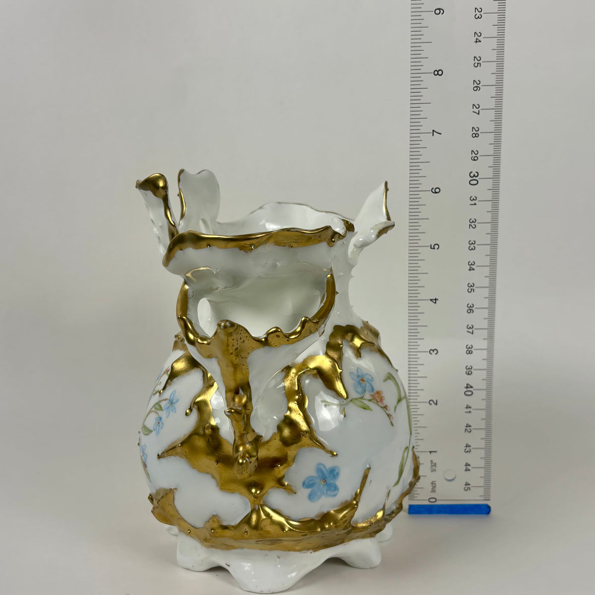 Antique Hand-Painted Floral Vase |⋆˙⟡| Ohio Valley China, Victorian Gold Gilt, c. 1897