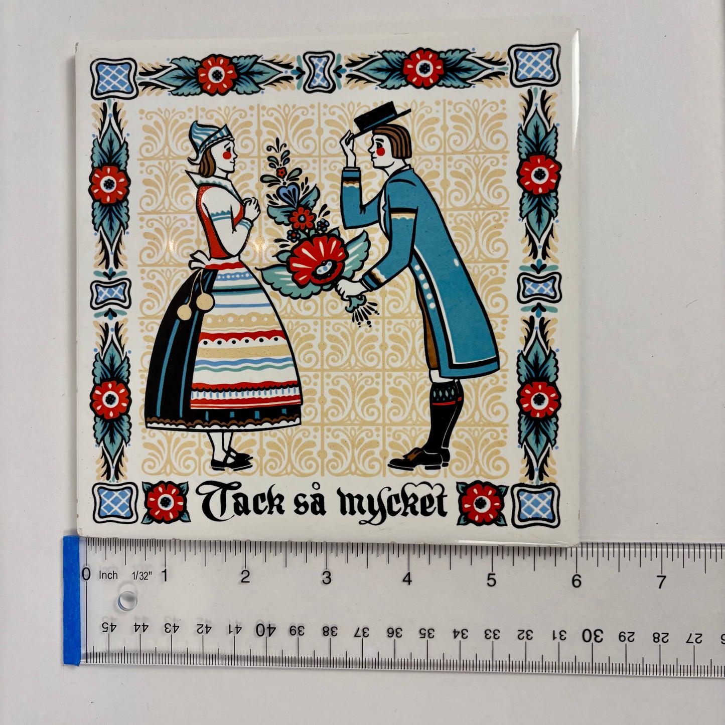 Vintage Berggren Trayner Scandinavian Folk Art |⋆˙⟡ | Ceramic Tile Wall Plaque, Set of 2