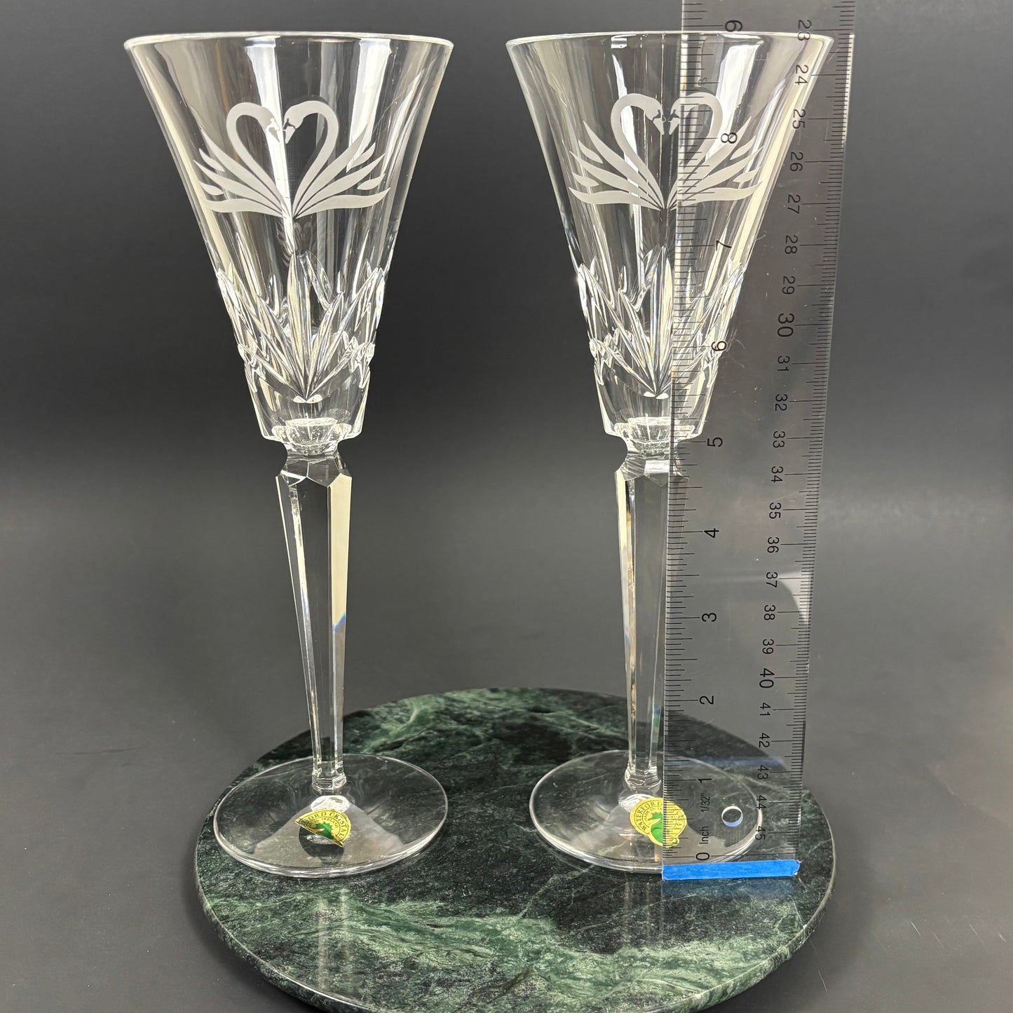Waterford Crystal Wedding Collection Swan Champagne Flutes |⋆˙⟡| Set of 2 with Box