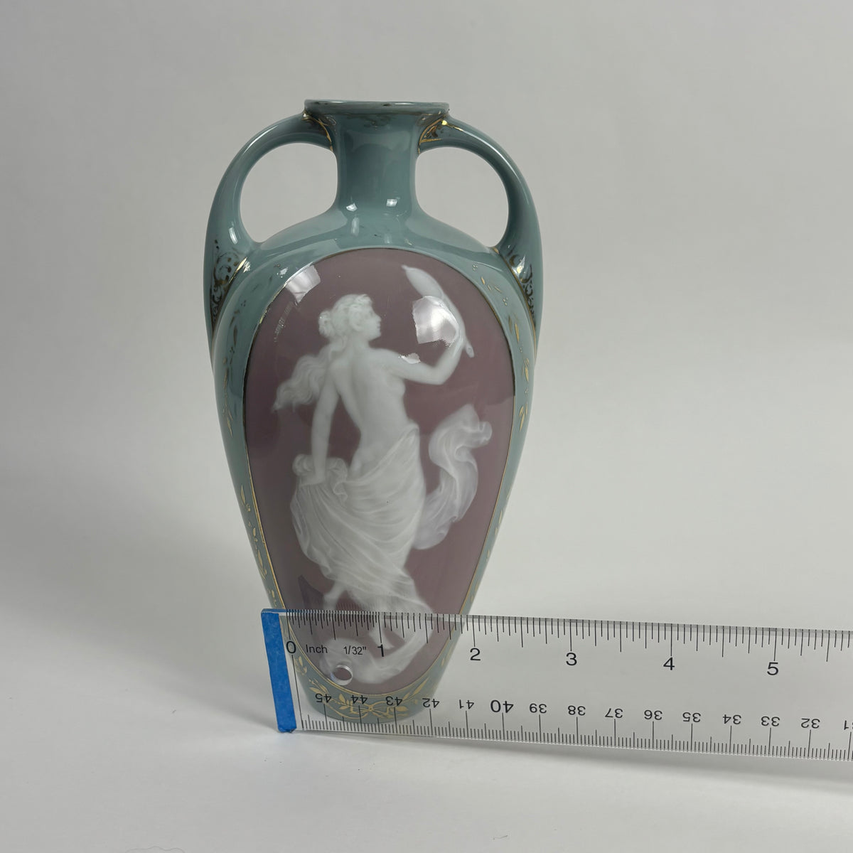 Antique Gebrüder Heubach Porcelain Cameo Vase |⋆˙⟡| Double Handle, Art Nouveau Vase