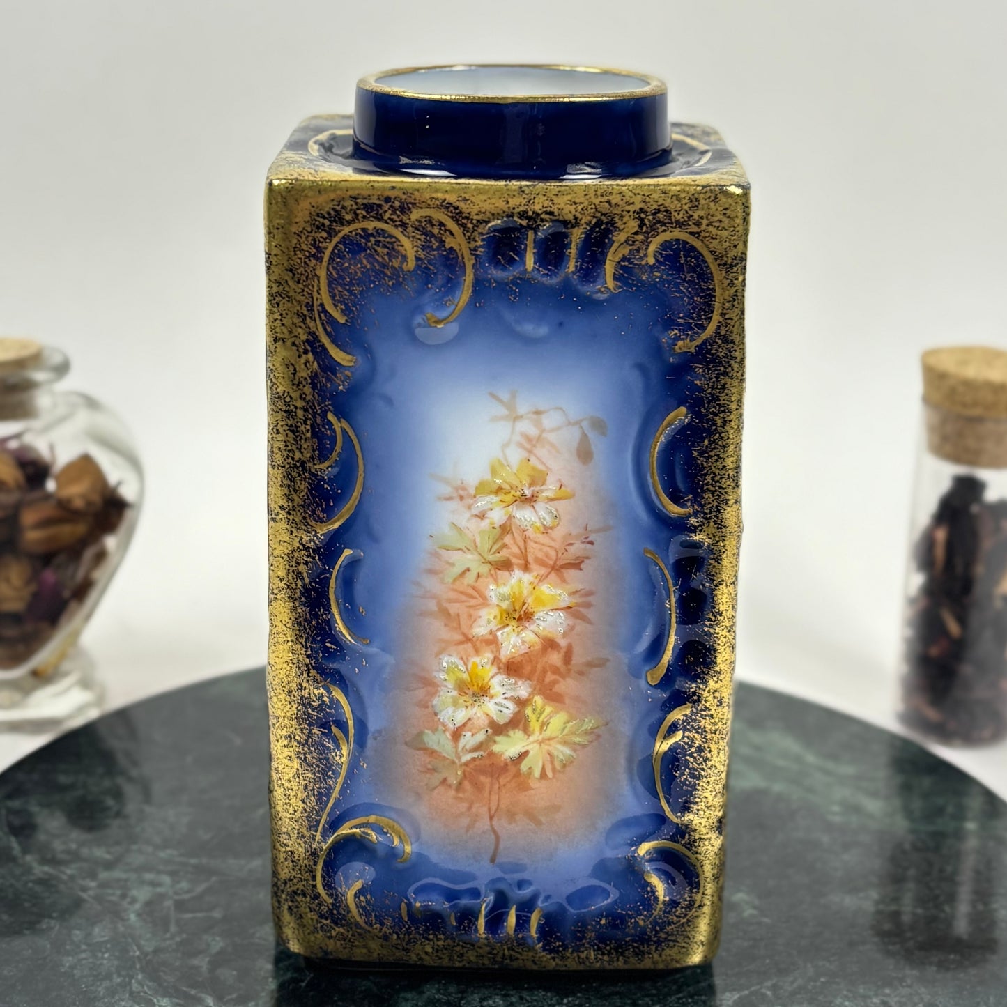 Antique G.D. & Cie Limoges France Vase |⋆˙⟡| Cobalt Blue & Gold Floral Vase