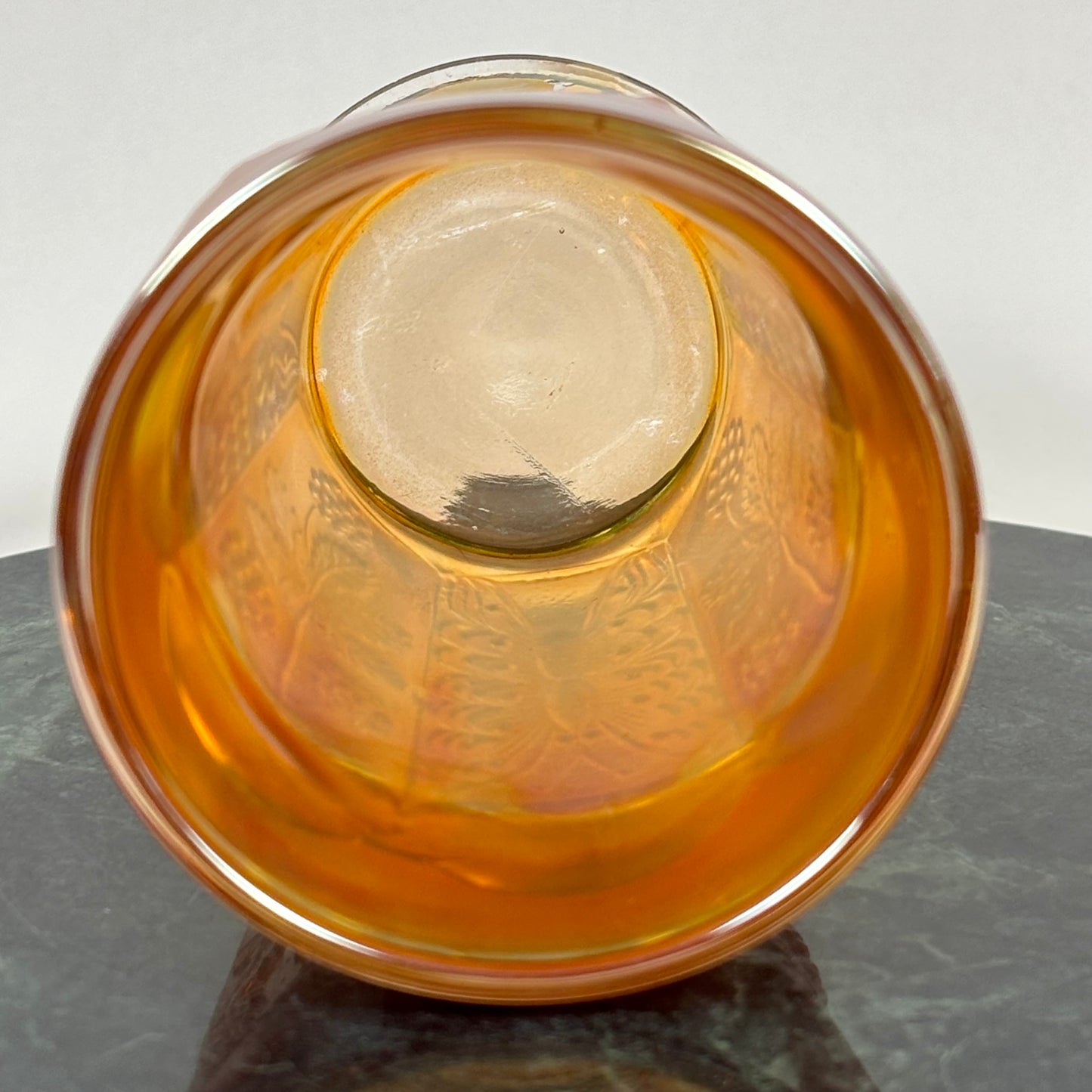Antique Fenton Butterfly & Berry Marigold Carnival Glass Juice Tumbler |⋆˙⟡| c. 1911