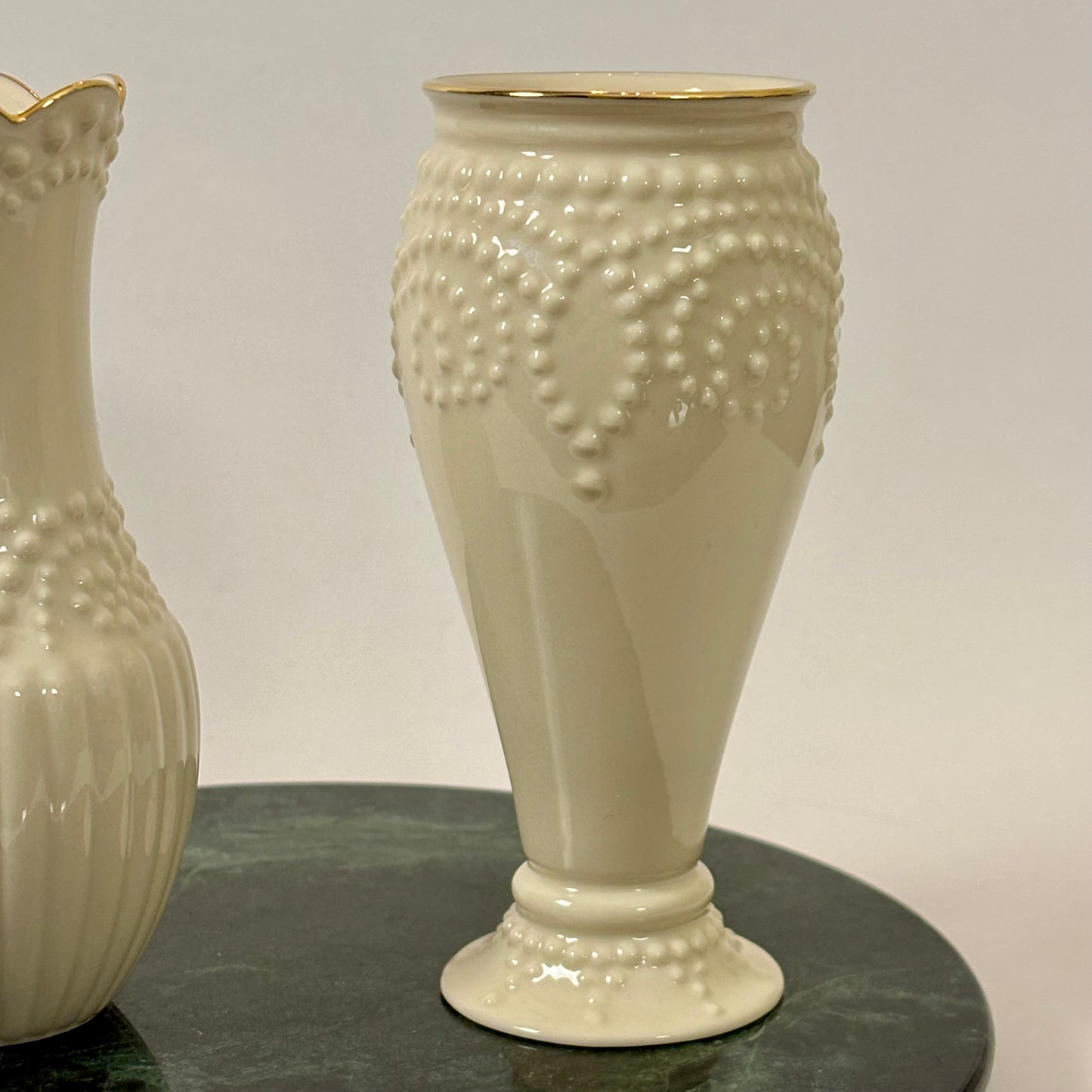 Vintage Lenox Ivory Vase Set ⋆˙⟡ Pair of Cream Porcelain Bud Vases with Gold Trim