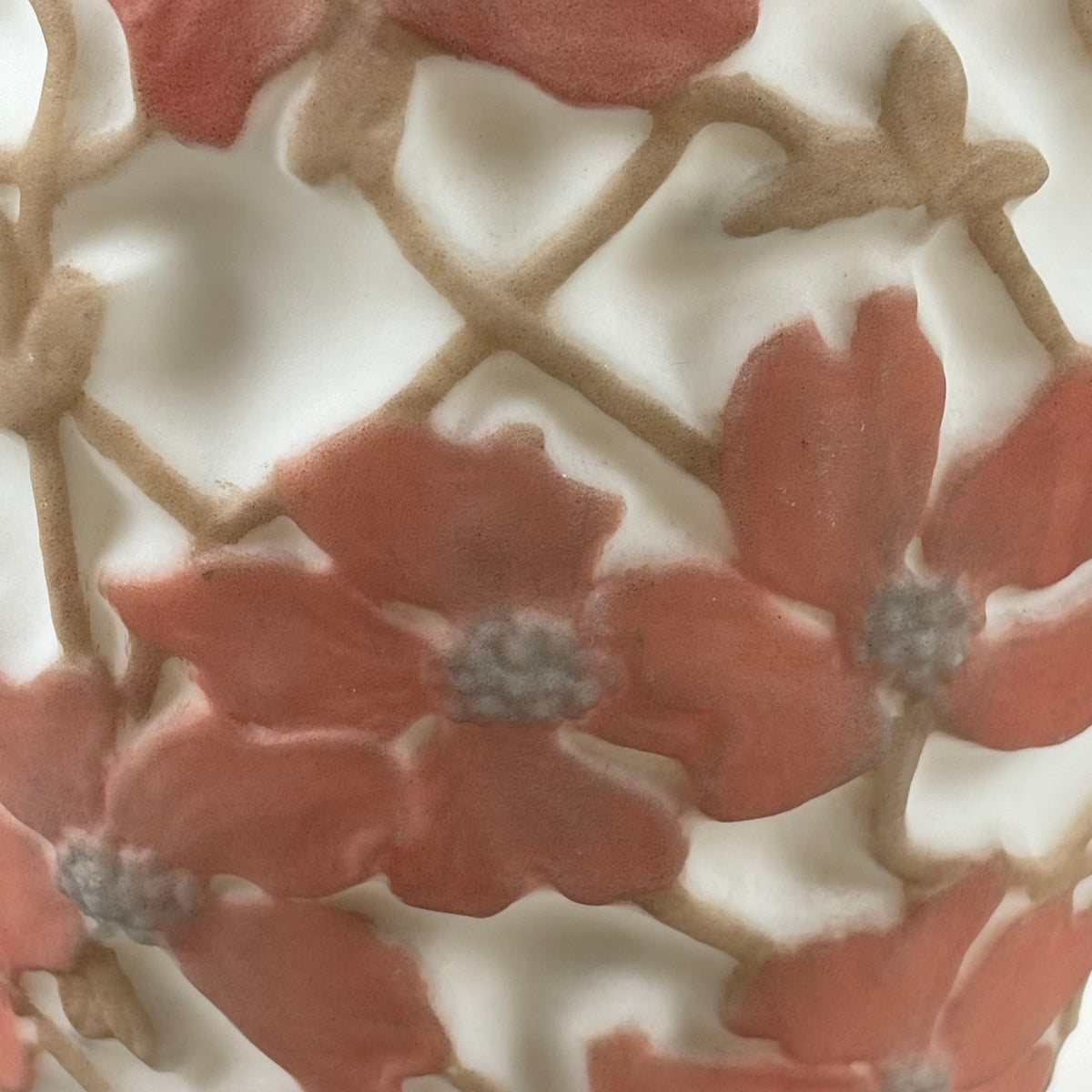 Antique 1920s Consolidated Glass Dogwood Vase |⋆˙⟡| Original Label, Coral Pink Martele Art Glass