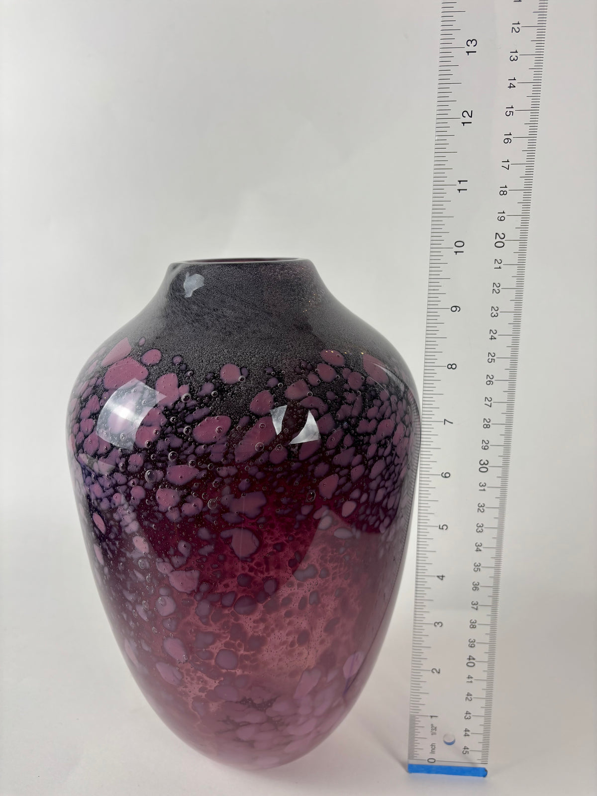 90s Signed Hand Blown Pink Art Glass Vase 1999 |⋆˙⟡| Large Speckled Studio Glass