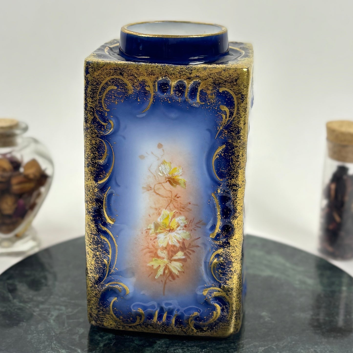 Antique G.D. & Cie Limoges France Vase |⋆˙⟡| Cobalt Blue & Gold Floral Vase