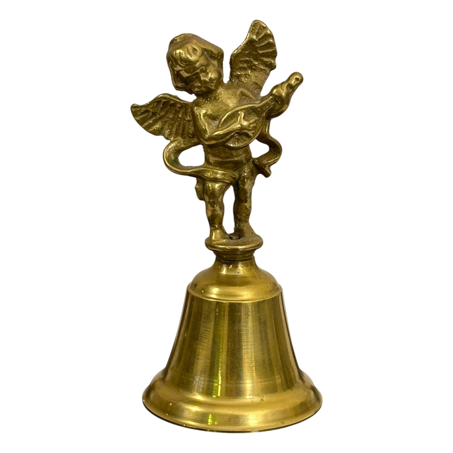 Vintage Brass Cherub Bell |⋆˙⟡ | Angel with Lute Hand Bell / Decorative Collectible