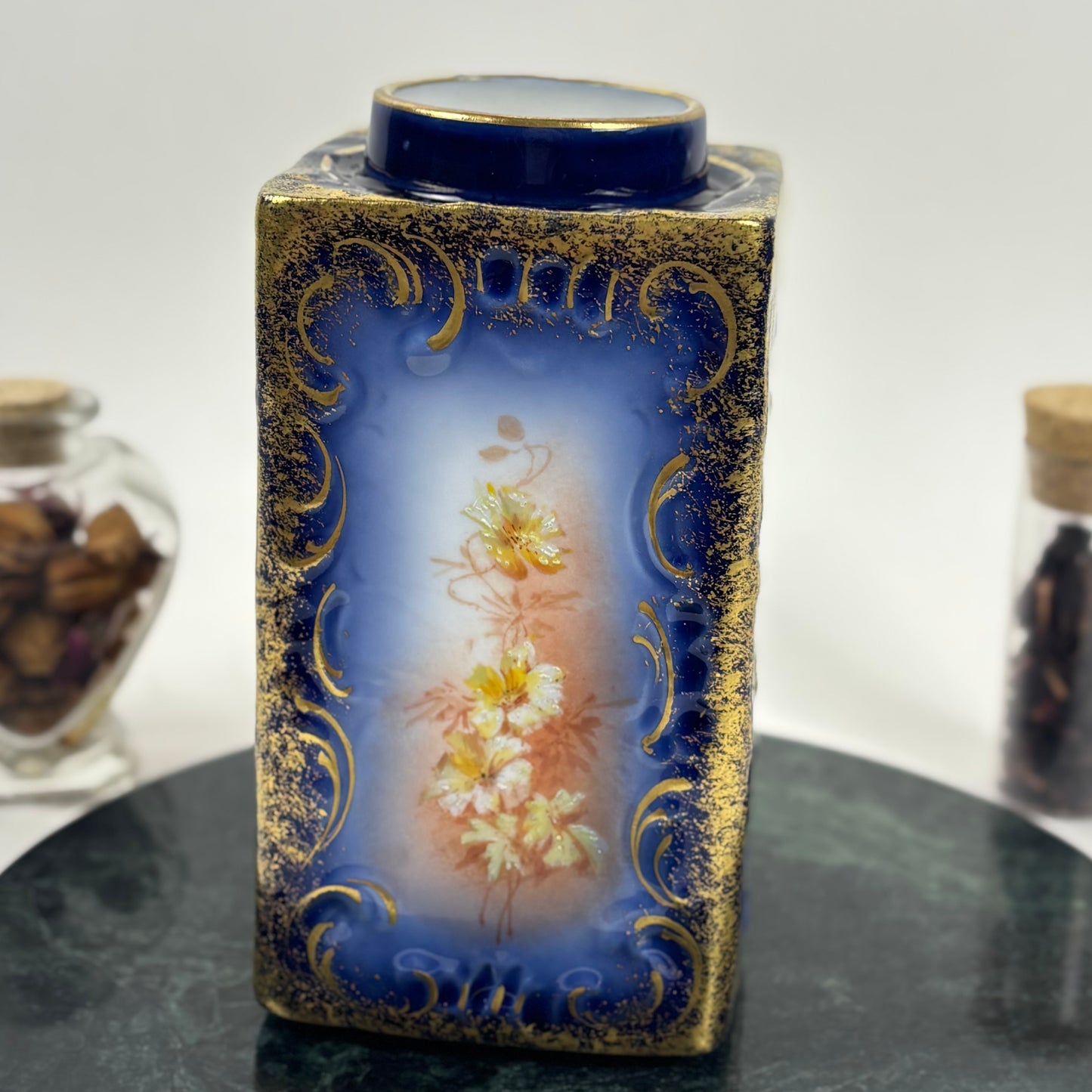 Antique G.D. & Cie Limoges France Vase |⋆˙⟡| Cobalt Blue & Gold Floral Vase