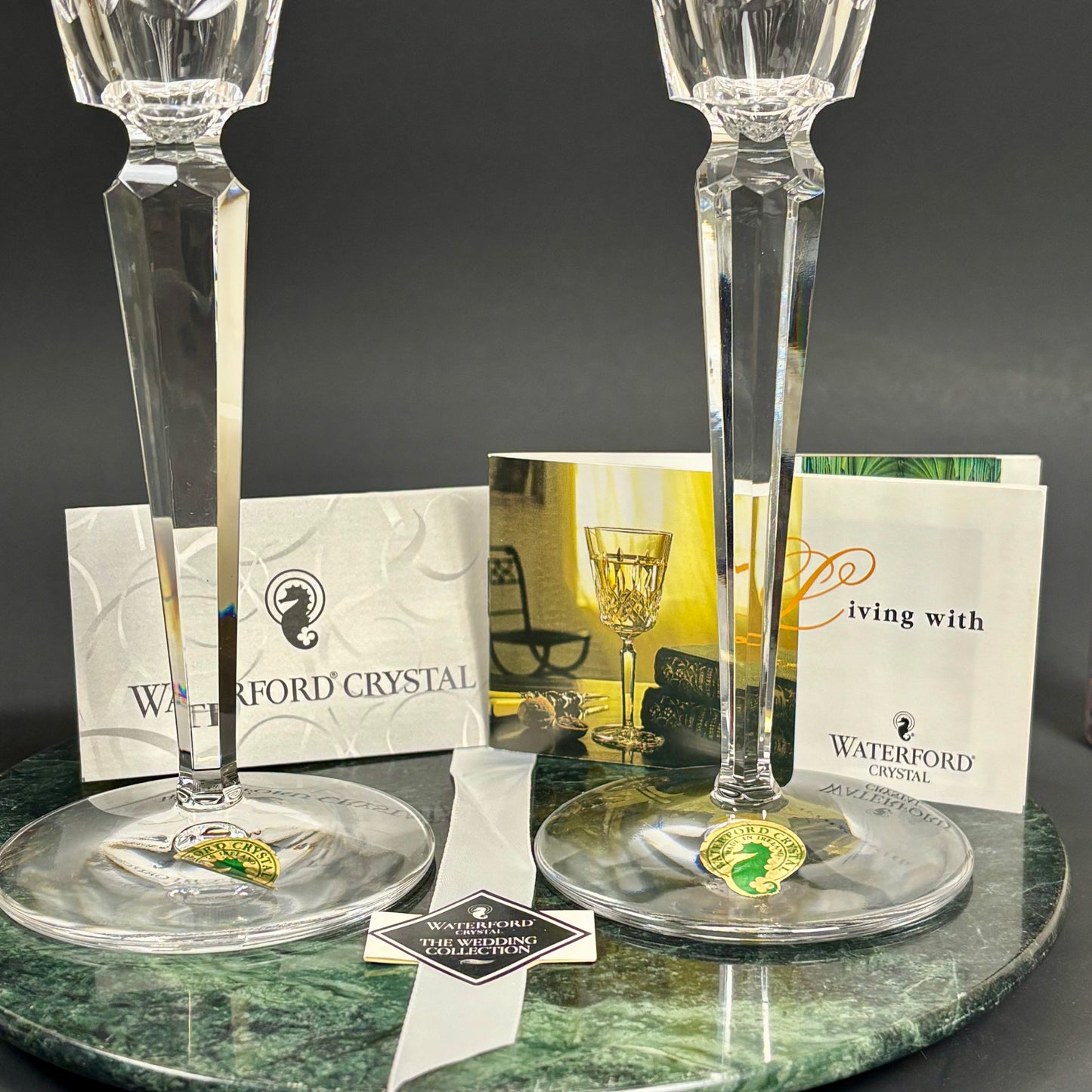 Waterford Crystal Wedding Collection Swan Champagne Flutes |⋆˙⟡| Set of 2 with Box