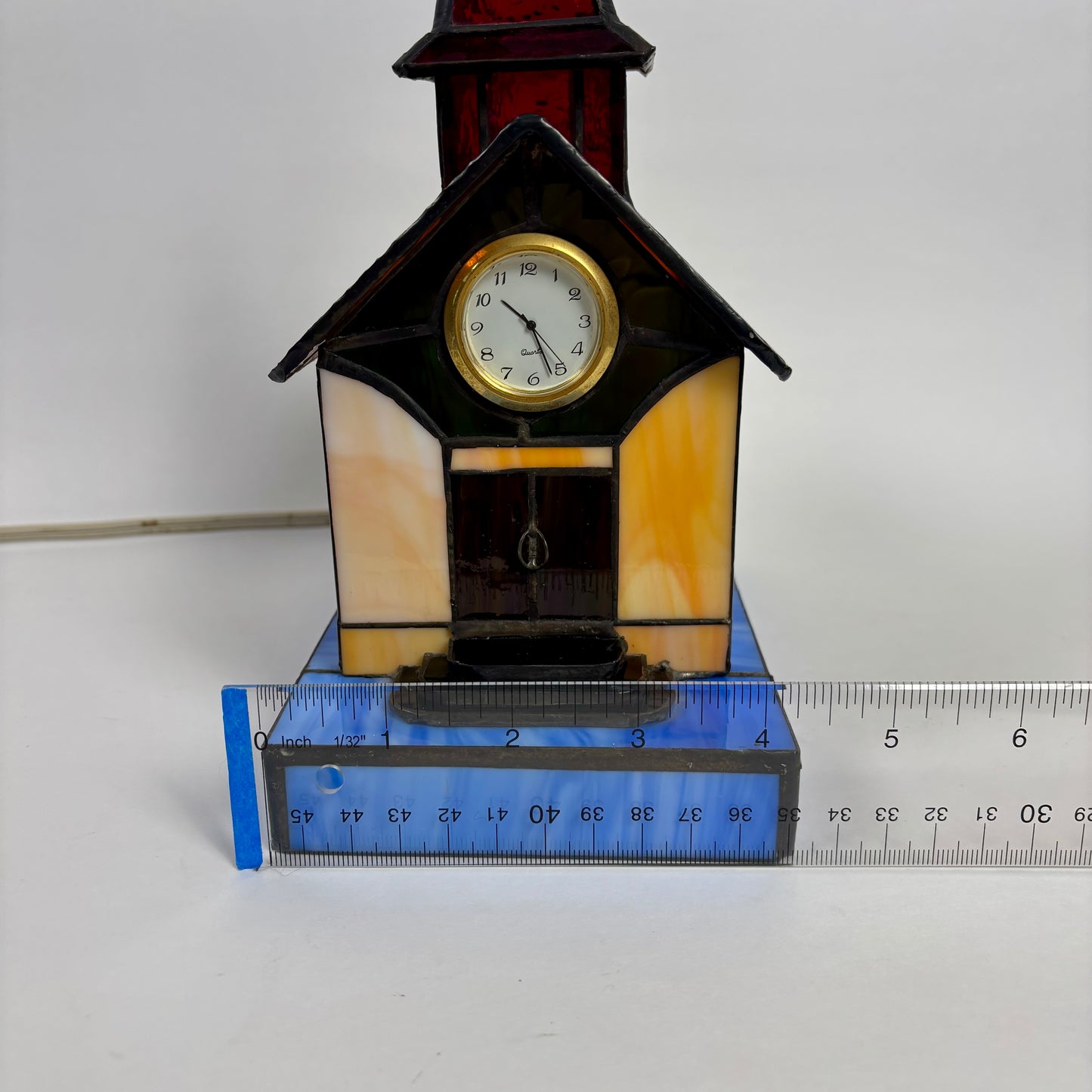 Vintage Stained Glass Church Lamp |⋆˙⟡| with Clock