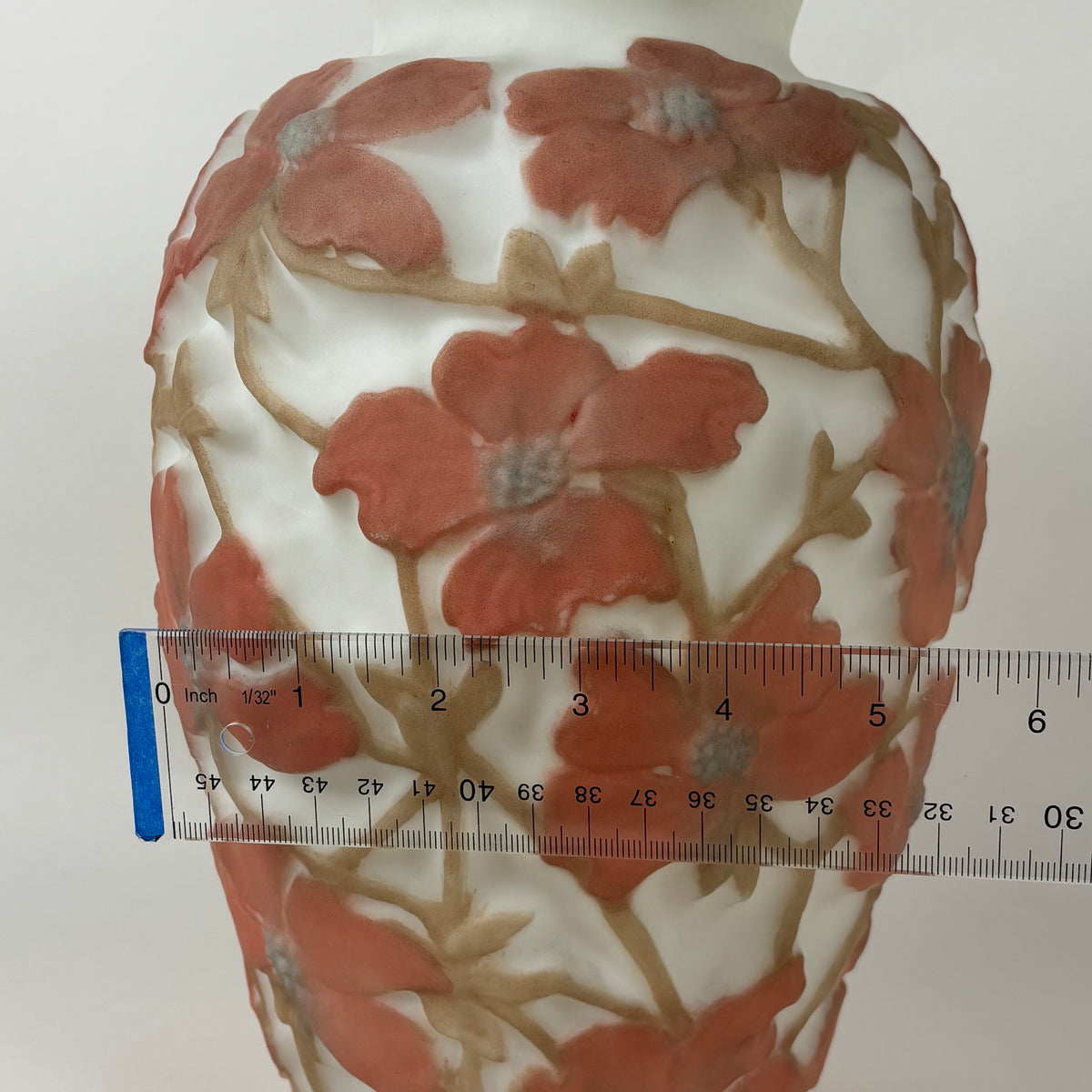 Antique 1920s Consolidated Glass Dogwood Vase |⋆˙⟡| Original Label, Coral Pink Martele Art Glass