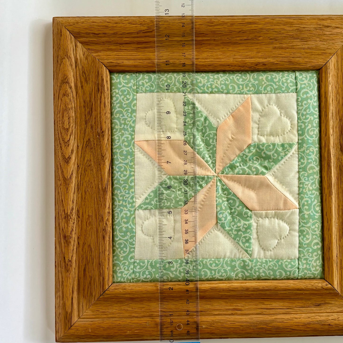 90's Handmade Framed Wall Art Set (2) ⋆˙⟡  Needlepoint Farm Scene + Quilt Block