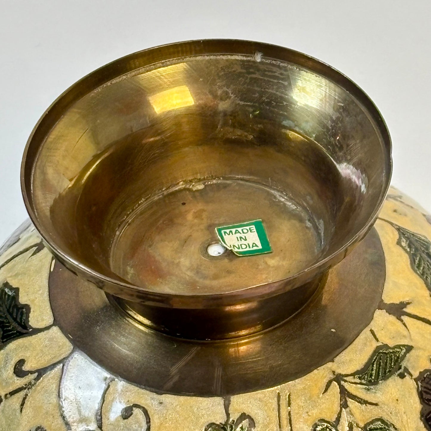 Vintage Floral Brass Tone Pedestal Trinket Dish with Lid |⋆˙⟡ | Made in India