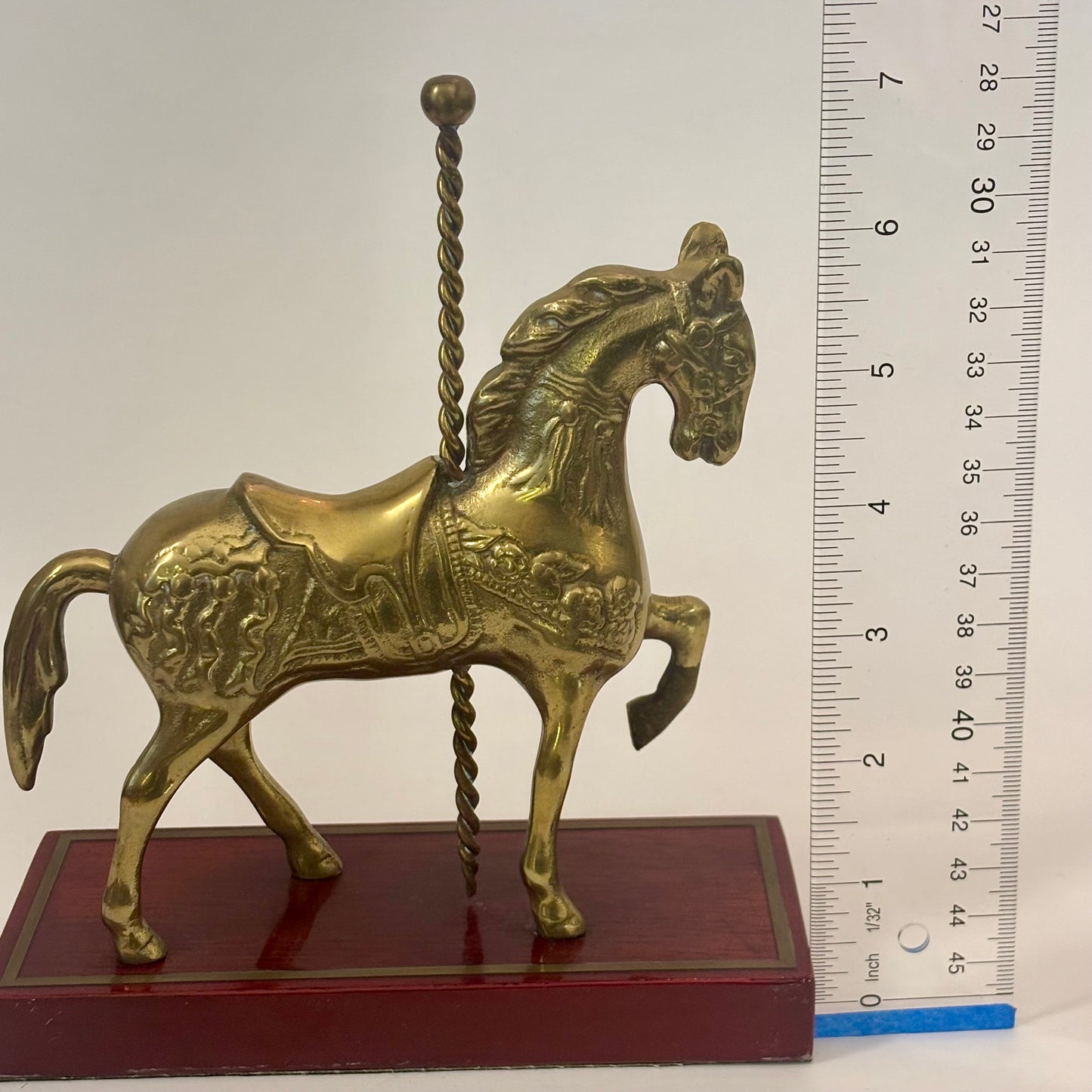 Vintage Brass Carousel Horse Figurine on Wood Base |⋆˙⟡ |  Mid Century Decor / Bookend / Shelf Accent