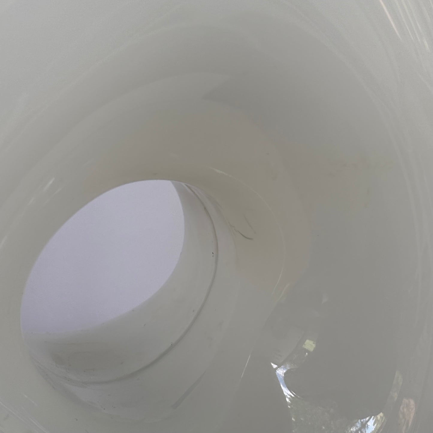 Large White Glass Donut Vase |⋆˙⟡ | Sculptural Hollow Center Art Glass Bowl