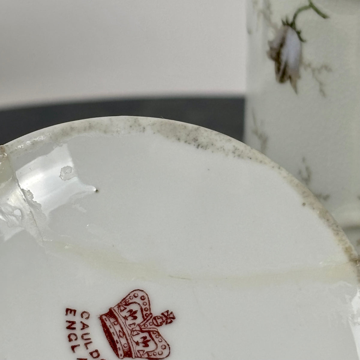 Antique Brown-Westhead, Moore & Co. Cauldon Porcelain Jar |⋆˙⟡| Blue Floral Lidded Vanity Jar