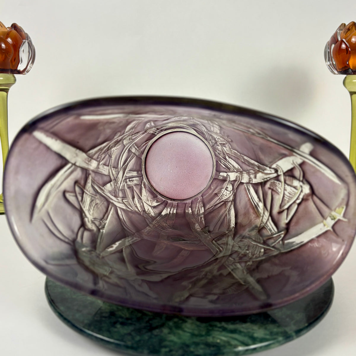 Phoenix Glass Co. “Katydid” Purple Flared Vintage Vase |⋆˙⟡| Grasshopper Art Glass, c. 1930s
