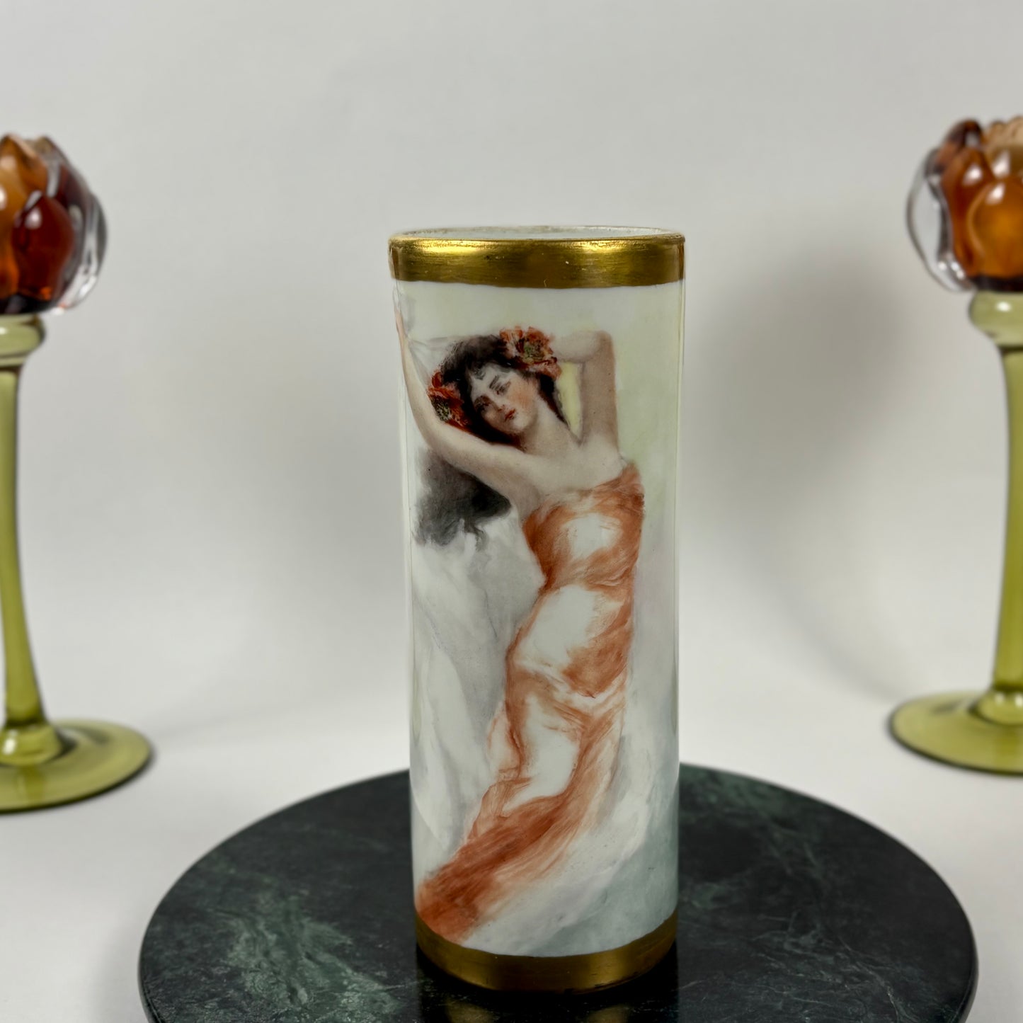 Antique Limoges W.G. & Co. Portrait Vase, c. 1900 |⋆˙⟡| Art Nouveau French Porcelain, Hand Painted