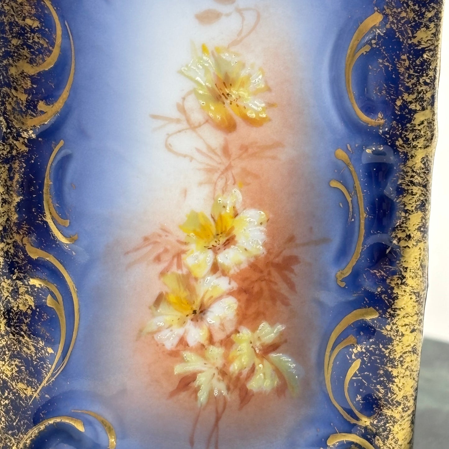 Antique G.D. & Cie Limoges France Vase |⋆˙⟡| Cobalt Blue & Gold Floral Vase