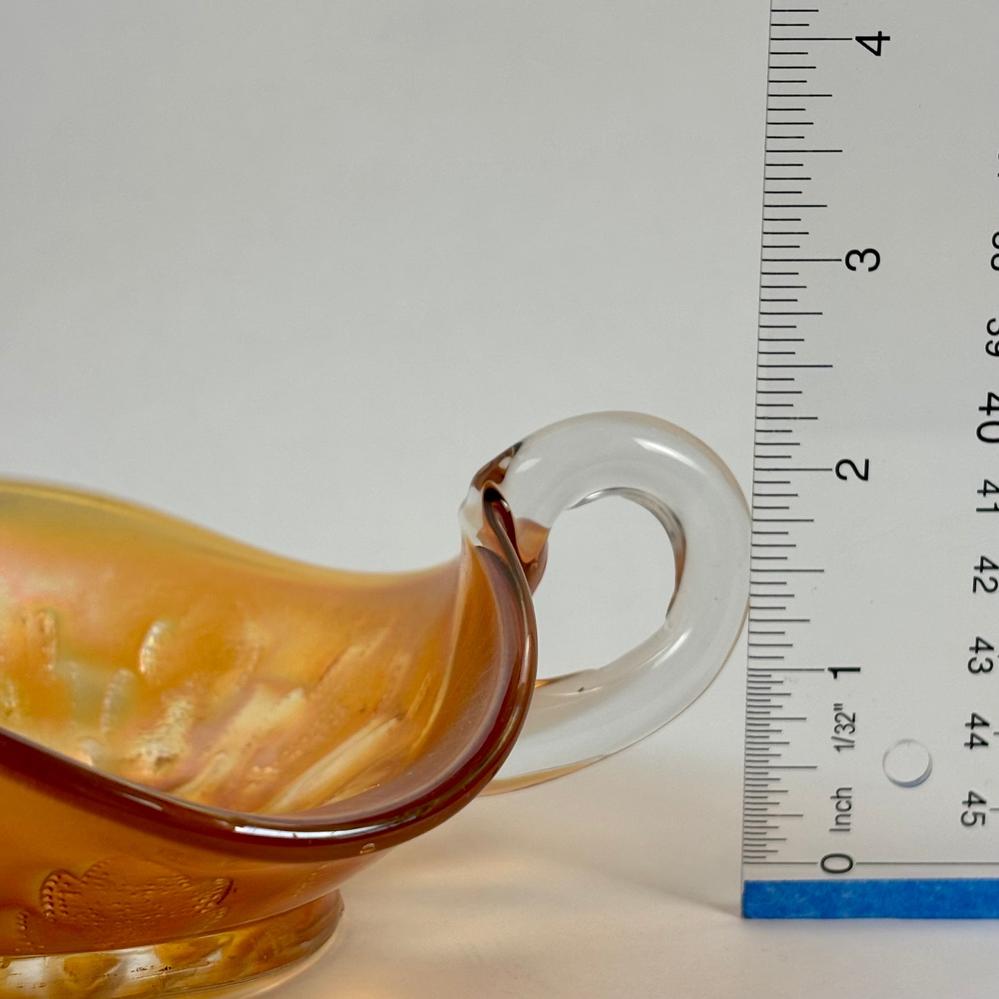 Antique Dugan Glass Leaf Ray Marigold Carnival Glass Nappy Dish |⋆˙⟡| Iridescent Handled Bowl, c. 1910